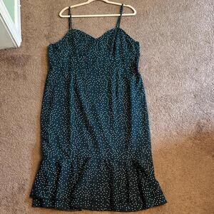 SHEIN green and White Polka Dot Midi Dress